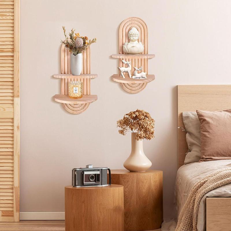 1set Wall Hanging Rack Floating Shelf Arched Storage Rack Geometric Display Rack Boho 2 Colors