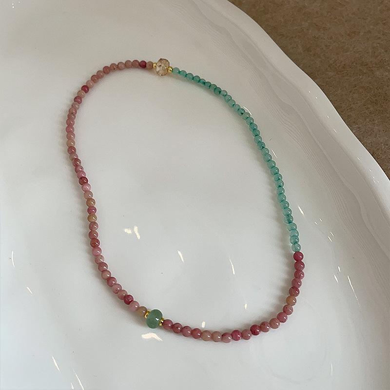 Color Matching Natural Stone Beaded Double-Layer Stacked Elastic Bracelet Women'S Retro Light Luxury Elegant Personalized Versatile Bracelet Jewelry