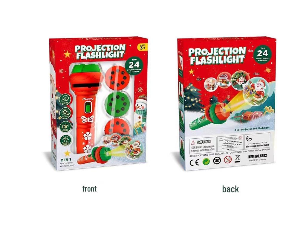 Children's Cartoon Projection Flashlight with Sound & Light - Electric Luminous Crystal Projector Toy for Kindergarten Kids.