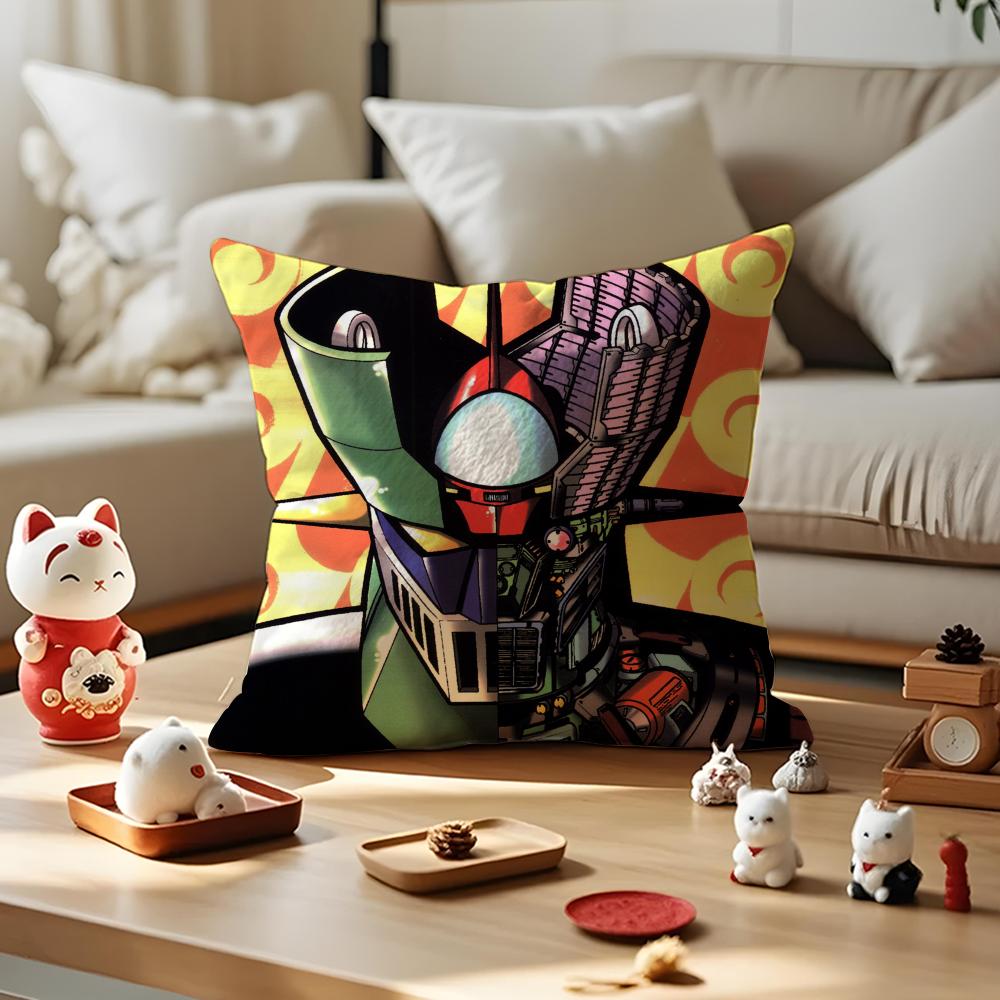 M-Mazinger Z Cushion Cover Silky Short Plush With Invisible Zipper Dustproof Sofa Pillow Cover For Home Decor