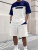 Men's Letter Print Crew Neck Short Sleeve Stylish Streetwear Men's Fashion Set Summer Casual Outdoor Vacation Two-Piece Set