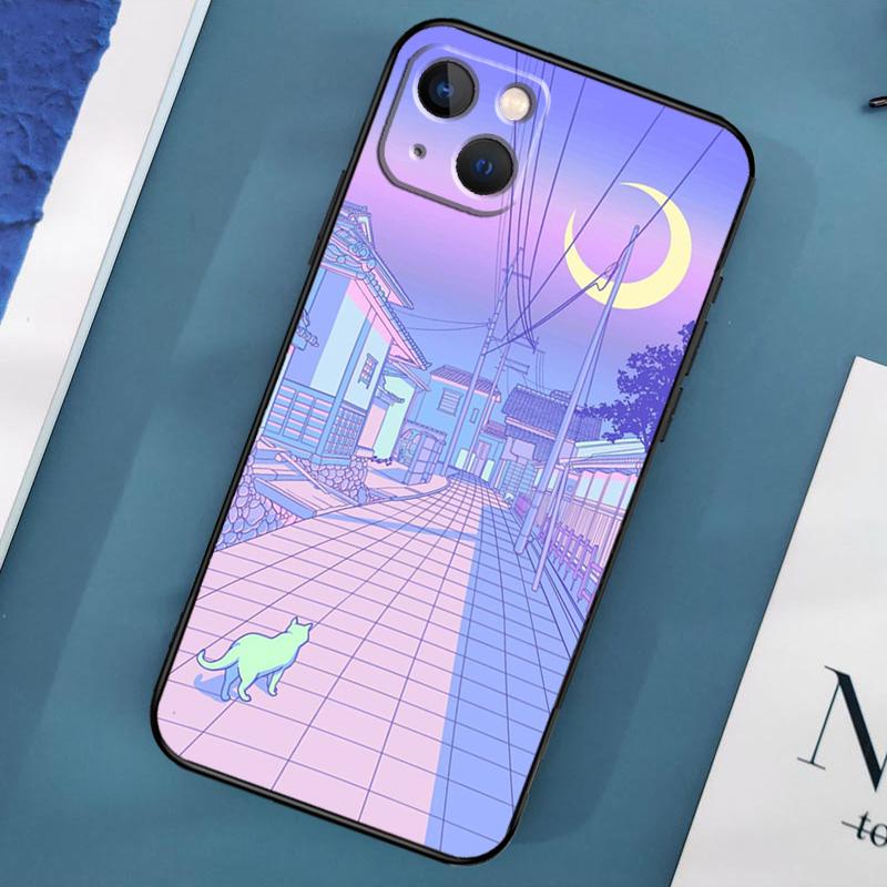 

Чехол-бампер в пастельном японском стиле с изображением города Киото для iPhone 15 14 13 12 11 Pro Max X XS Max XR 7 8 Plus SE 2020 2022 iPhone 13