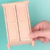 Detailed 1/12 Doll House Furniture Unpainted Wood Wardrobe Model With Functional Double Door for Kids Pretend Play Game