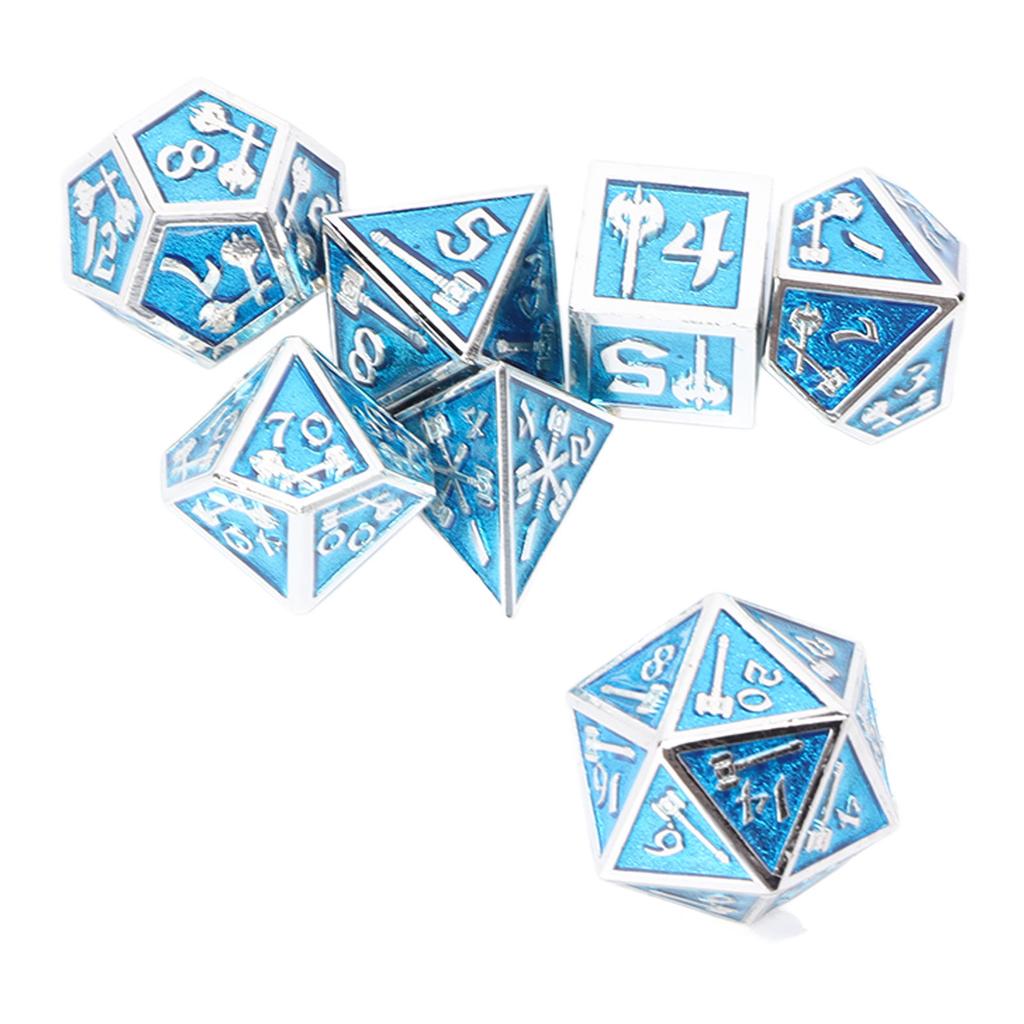7pcs Polyhedral Dice Set Clear Number Metal Glossy Odorless Table Board Game Dice for Role Playing