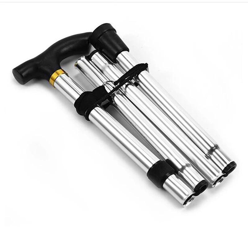 Walking Stick Telescopic Baton Hiking Trekking Poles Aluminum Alloy Metal Folding Cane Crutches Pole For Elderly People