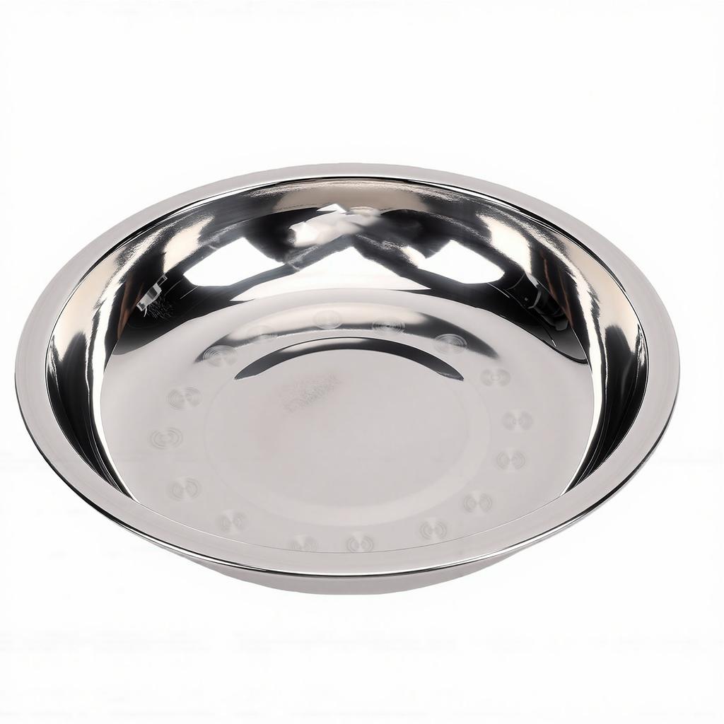 Stainless Steel Round Plate Unbreakable Dinner Dish Thickened Food Grade Serving Plate for Home Camping Use