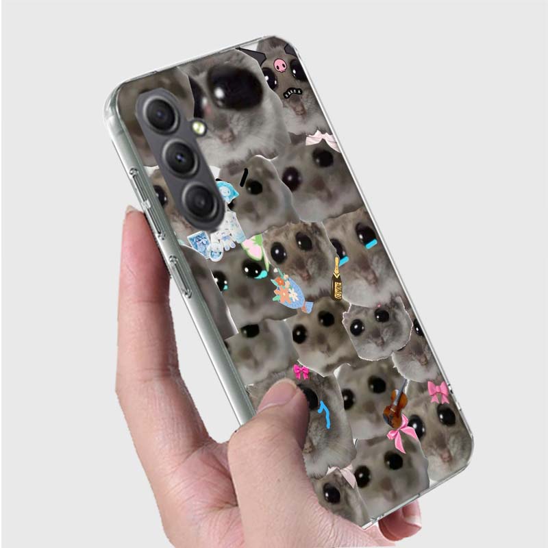 Funny Sad Hamster Meme Phone Case for Samsung A16 A26 A36 A56 A17 A37 A57 A07 A06 A02S A03 A04S A05S Galaxy Note 20 10 A50S A71