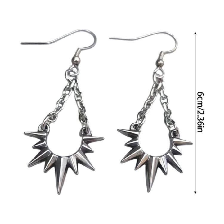 Stainless Steel Gothic Earrings for Women Punk Vintage Thorn Chain Irregular Fringe Designs Party Fashion Accessory