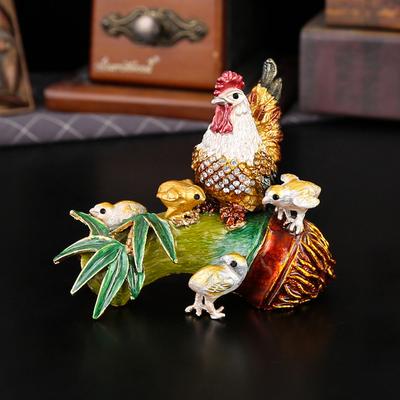 New Diamond-encrusted Bird Rooster Jewelry Box Magnetic Flip Dust-proof Jewelry Box Jewelry Storage Box Jewelry Storage Box