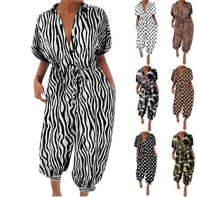 Women's Summer Short Sleeve Jumpsuit Casual Comfort Loose Jumpsuit