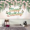 2D Pink Rose Butterfly Happy Birthday Backdrop Floral Photography Background
