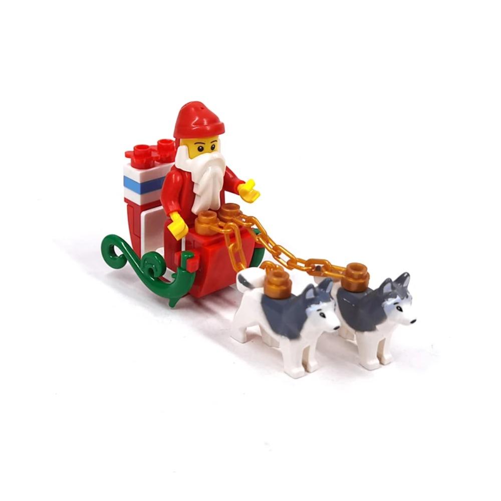 MOC Маленькие Строительные Блоки, Рождественские Украшения, Рождественские Подарки, Сани, Снеговики, Олени, Рождественские Елки