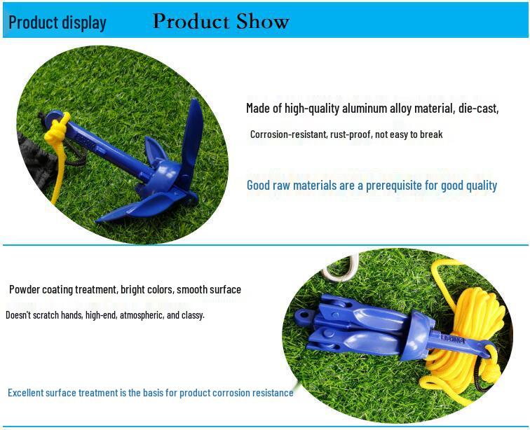 YUHOOK faltbarer Aluminiumanker für Schlauchboote, Beiboote, Kajaks, Sturzboote und Fischerboote.