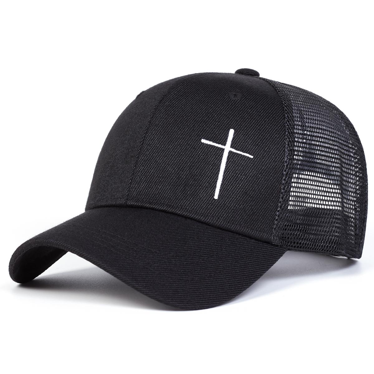 Unisex Kruissteek Baseball Net Caps Lente En Zomer Buiten Verstelbaar Casual Hoeden Hip Hop Hoed Zonbescherming Hoed black