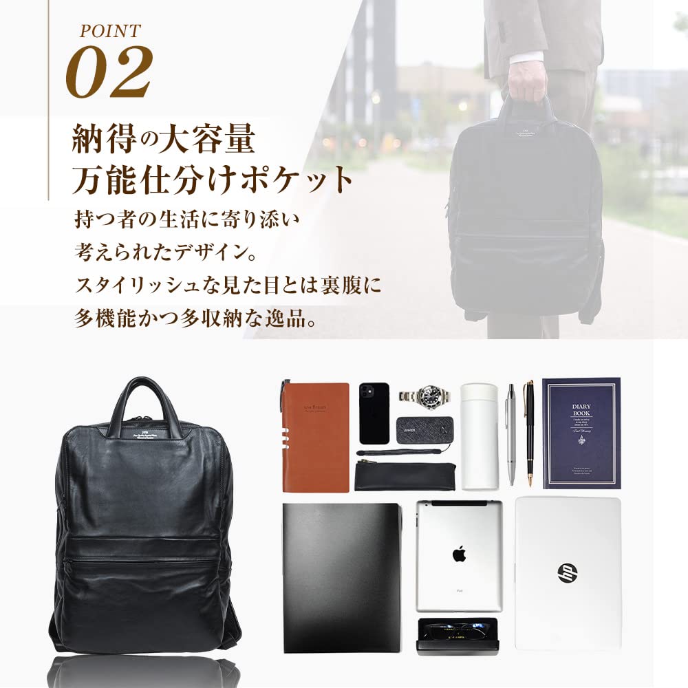 Joya 2-Wege Wasserdichter Lederrucksack Business-Tasche, Marineblau J4830