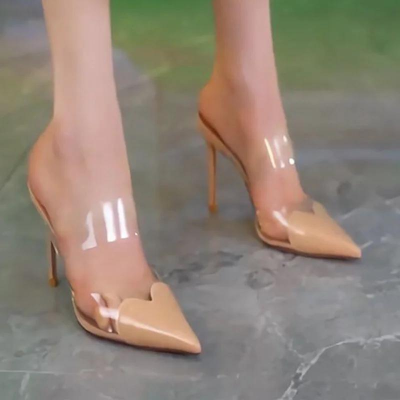 Pointed Toe Women Slippers High Heels Elegant Shoes Sexy Stilettos Pumps Heeled Shoes Woman 2025 Summer Trend Female Chaussures