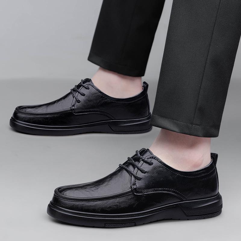 Herren Schnür-Loafer aus echtem Leder - Bequeme Rindsleder Business-Schuhe