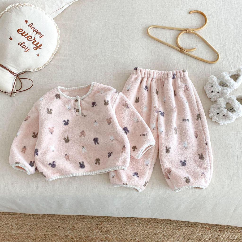 2025 Winter Children's Korean-Style Cartoon Pajama Set for Boys & Girls - Two-Piece