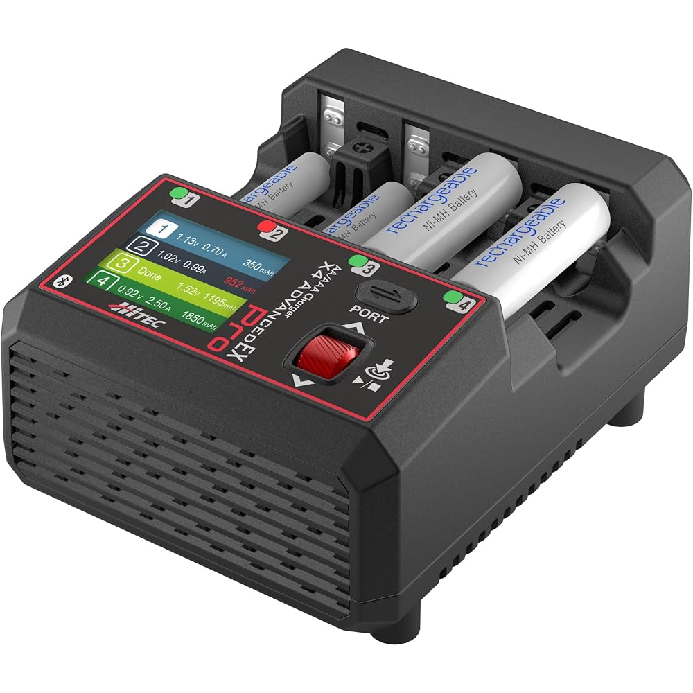 HiTEC AA/AAA Charger X4 Advance EX PRO 44360 - Charger for AA and AAA Batteries, Fast Charging, Discharging, Refreshing, Analyzing, High Performance,