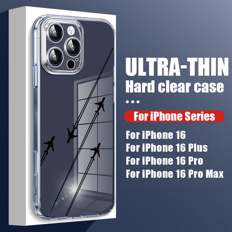 Planet Astronaut Pattern Hard PC Clear Case For iPhone 16 Pro Max 15 Pro 14 13 12 11 Transparent Shockproof Slim Phone Cover
