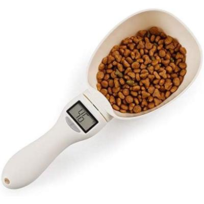 Hundefutterwaage, Becher, Katzenfutternapf, Küchenwaage, Schüssel, Löffel, Messbecher, tragbar, LED-Anzeige, Weiß