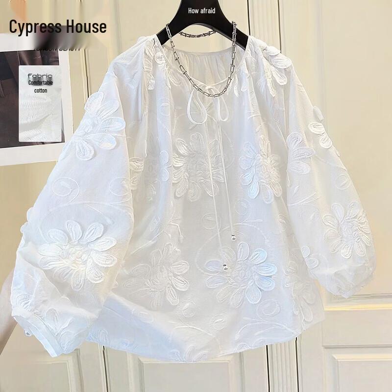 Sibaishe Women s Round Neck Long Sleeve Tie-Waist Blouse S