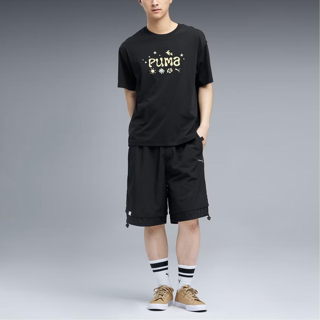 Puma Letter Logo Round Neck Short Sleeve T-Shirt Men tops 637335-01