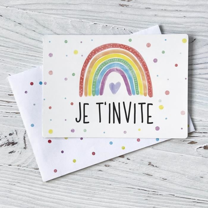 Cartes d'invitation - anniversaire enfant - lot de 12 - enveloppes autocollantes - fabriquées en allemagne