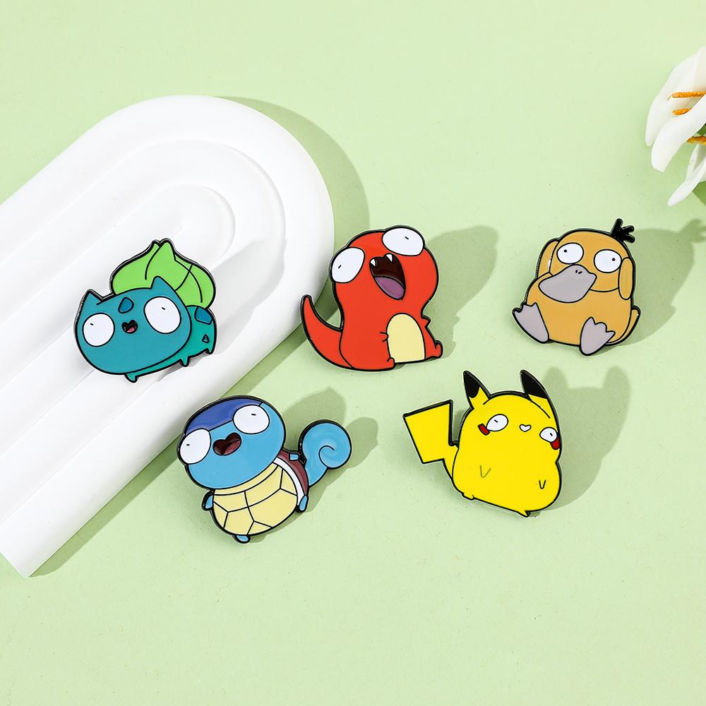 Anime Pokemon Emaliowana przypinka Pikachu Bulbasaur Psyduck Squirtle Odznaka Broszka Jeansowa Odzież torba Urocze Zwierzę dziecko Biżuteria Prezent zabawka