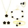 Five-Leaf Clover Jewelry Set: Lucky Flower Bracelet, Necklace, Ring, and Earrings for Women