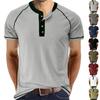 Men's Casual Base Layer Sportswear, Men's Color-blocked Round-neck Short-sleeved T-shirt Top