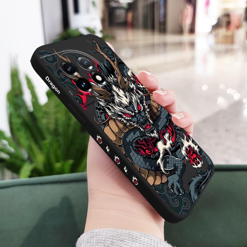 

Reversed Dragon Phone Case For Oneplus 13 13R 12 12R 11 11R 10 10R 10T 9R 9RT 9 8T 8 7 7T Pro 5G Liquid Silicone Cover OnePlus 11 5G чёрный