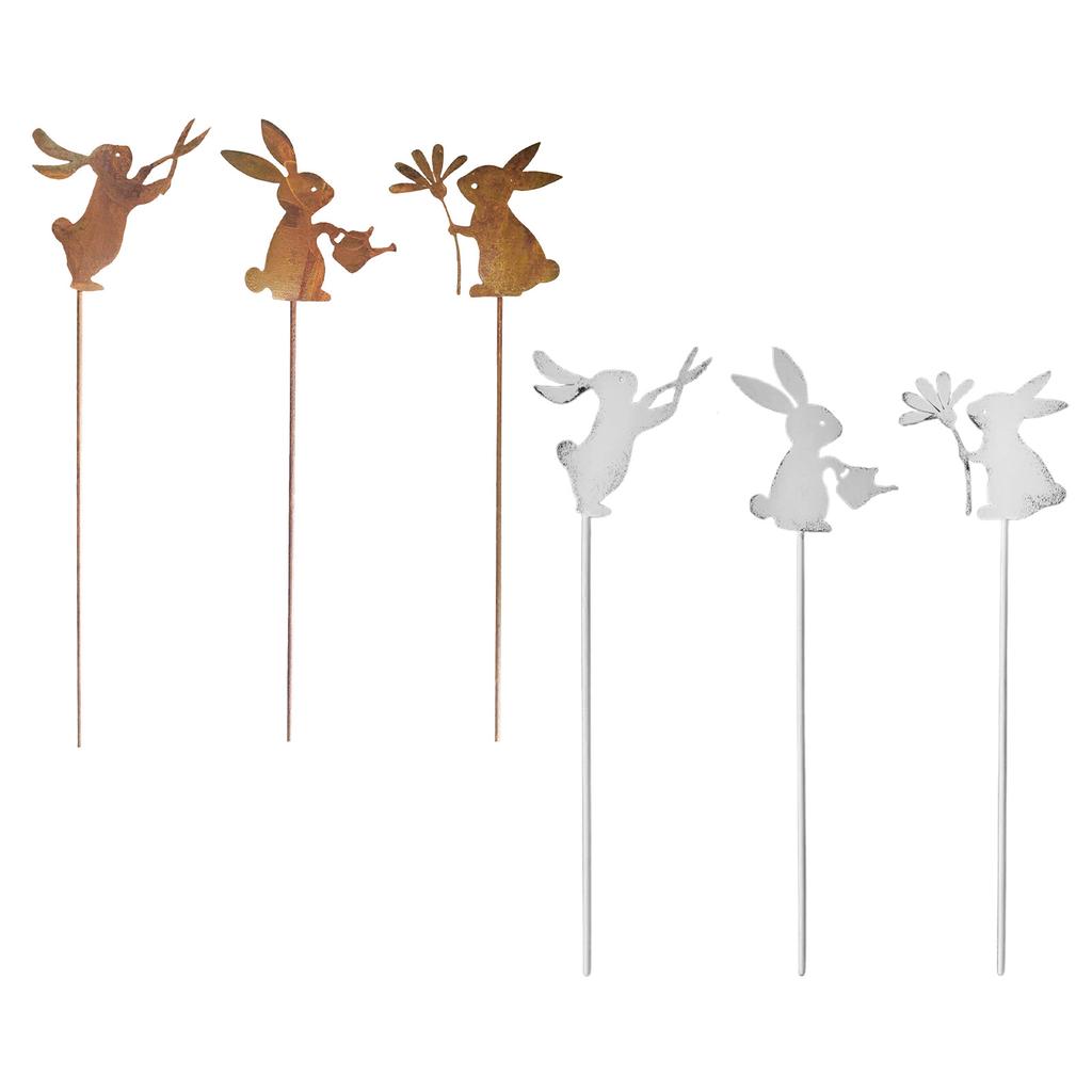 3pcs Metal Iron Rabbit Plant Pot Flower Insert Decorative Gardening Floral Arrangement Holder