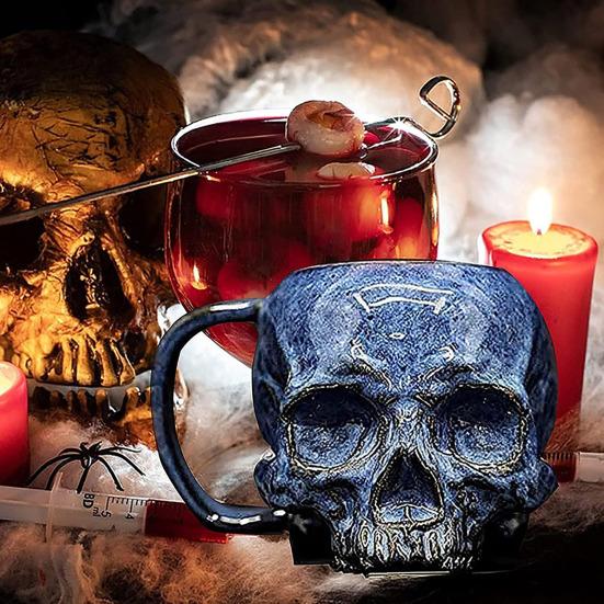 Hrnek Lebka Nerezová Ocel Lidská Lebka Hrnček na Kávu Strašidelný Zombie Pivní Krýgl Korbel Čajový Šálek Halloweenská Hororová Tematická Párty Dárek pro Muže