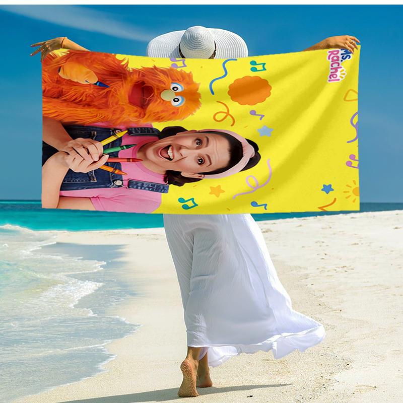 Ultra-Soft Beach Towel with Ms. Rachel Theme,Ideal for Pool - Camping, Diving - Perfect Travel Essential, Vibrant Beach Towel.