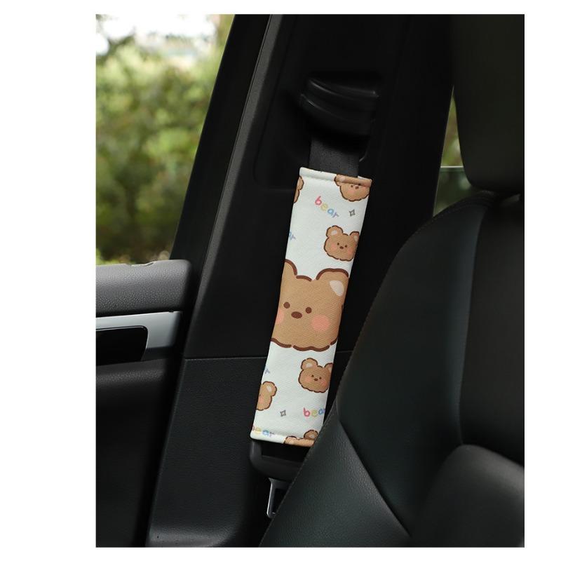Cartoon Bunny Ice Silk Car Seat Belt Shoulder Pad Cover Anti Chafe Car Accessory