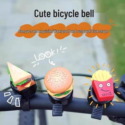 Exklusiv für Neueinsteiger: Laute Cartoon-Hamburger-Fahrradklingel für Kinder-Mountainbikes
