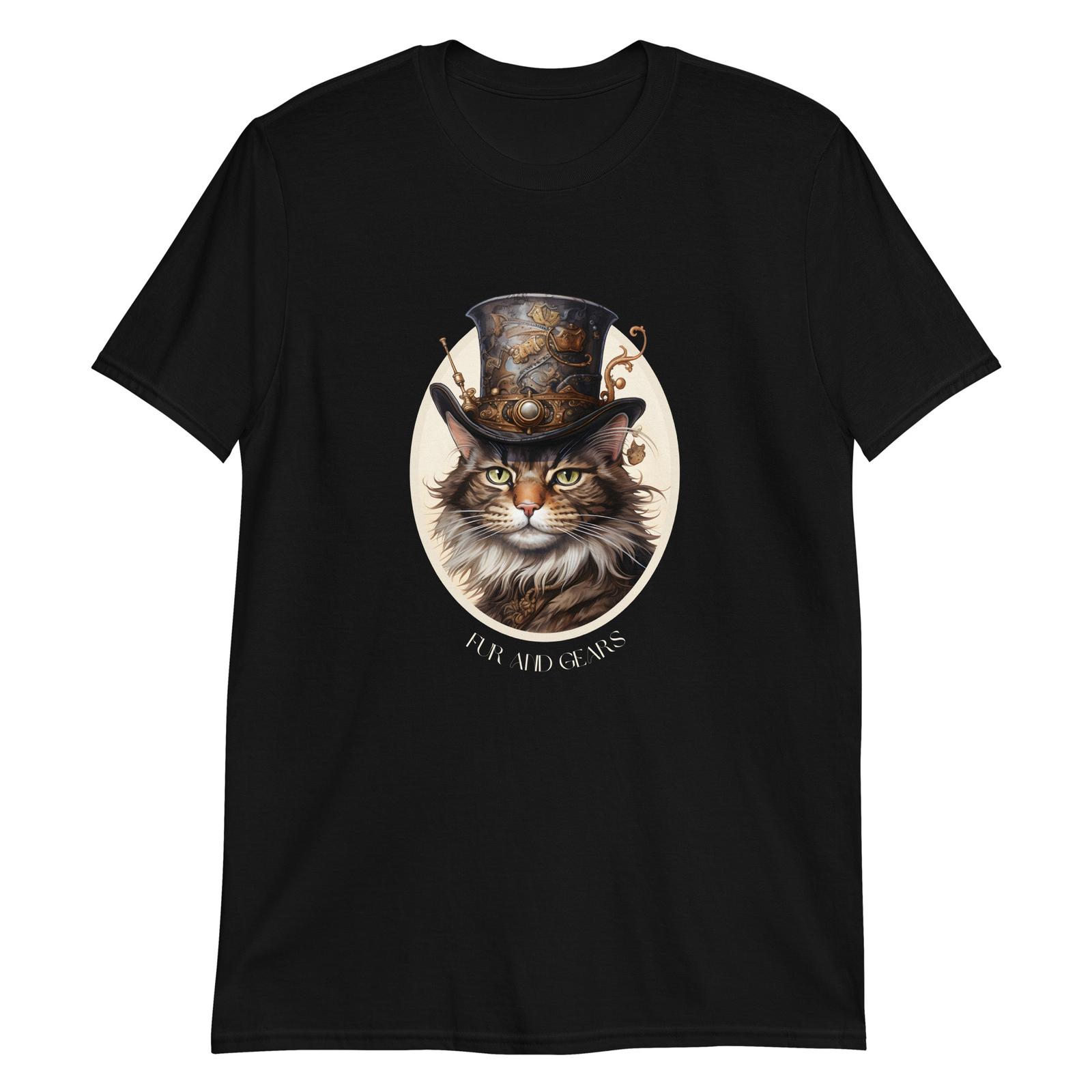 Steampunk Cat in Realism Fur and Gears T-Shirt Mens Womens Tees Top S