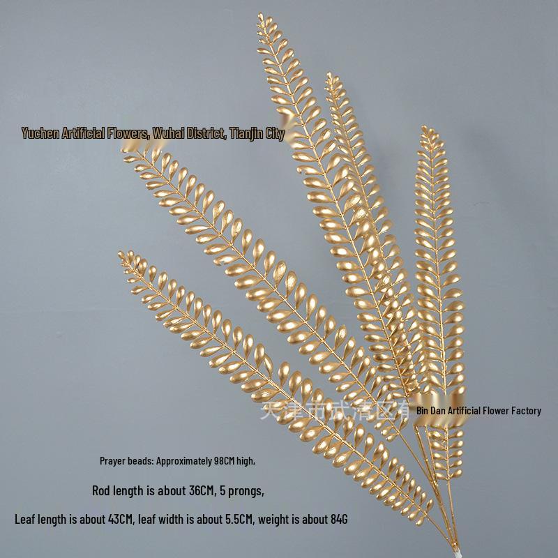 Gold-Tone Artificial Flowers Buddhist Beads Arrangement for Weddings & Home Decor