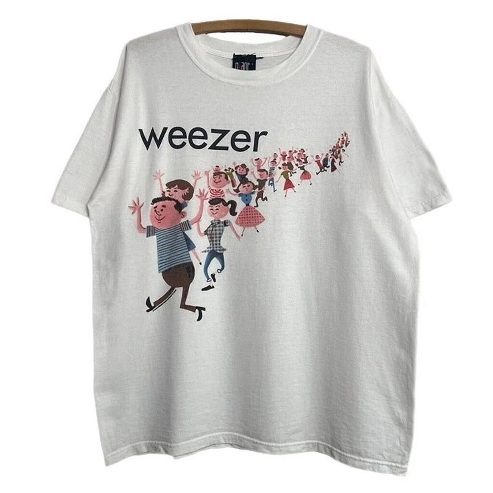 Weezer Dance Party Tour Ретро Белая Унисекс Футболка Репринт S-5XL KH15759 Унисекс Футболка XXL
