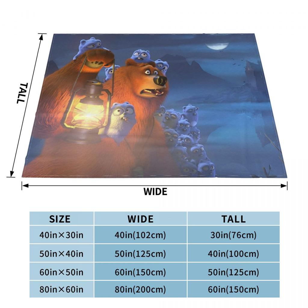 Grizzy Beer Cartoon Blanket Cover Flannel Throw Blanket Home Couch Decoration Soft Warm Bedspreads