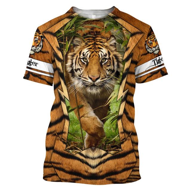 Tiger Grafik T Shirt Für Männer 3D Print Kurzarm Schwarz Tops Mode Herren Kleidung Männlich Atmungsaktive Sweatshirt Sommer Streetwear