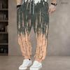 Men S Plus Size Abstract Printed Drawstring Jogger Pants White Grey Beige Cuffed Ankle Side Pockets Trousers