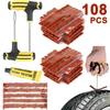 108pcs Tire Repair Kit Heavy Duty Tire Plug Kit Car Truck Motorcycle Plug Patch Rubber Strip Bike Fixes  Accessories With Drill