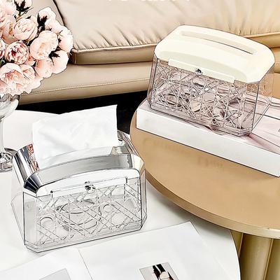 Anti-slip Bottom Tissue Box Light Luxury Napkin Case Transparent Facial Tissue Containers  Kitchen