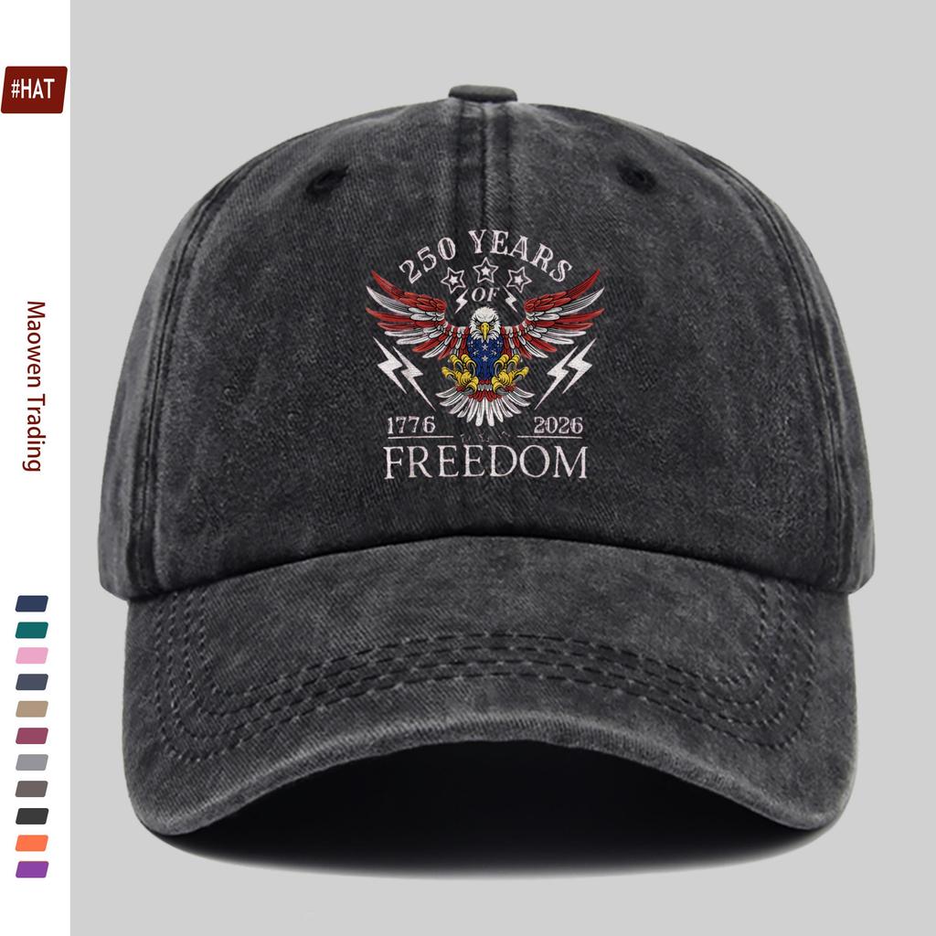 pc USA Years of Freedom meter Patriotic Print Baseball Cap for Men and Women Vintage Washed Sun Hat Lightweig