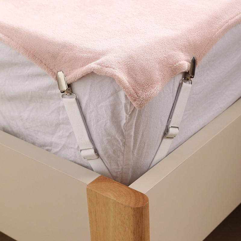 Bed Sheet Clips Adjustable Bed Sheet Holder Straps Set of 4 Elastic Fitted Bedding Non Slip Invisible Fasteners for Home Hotel