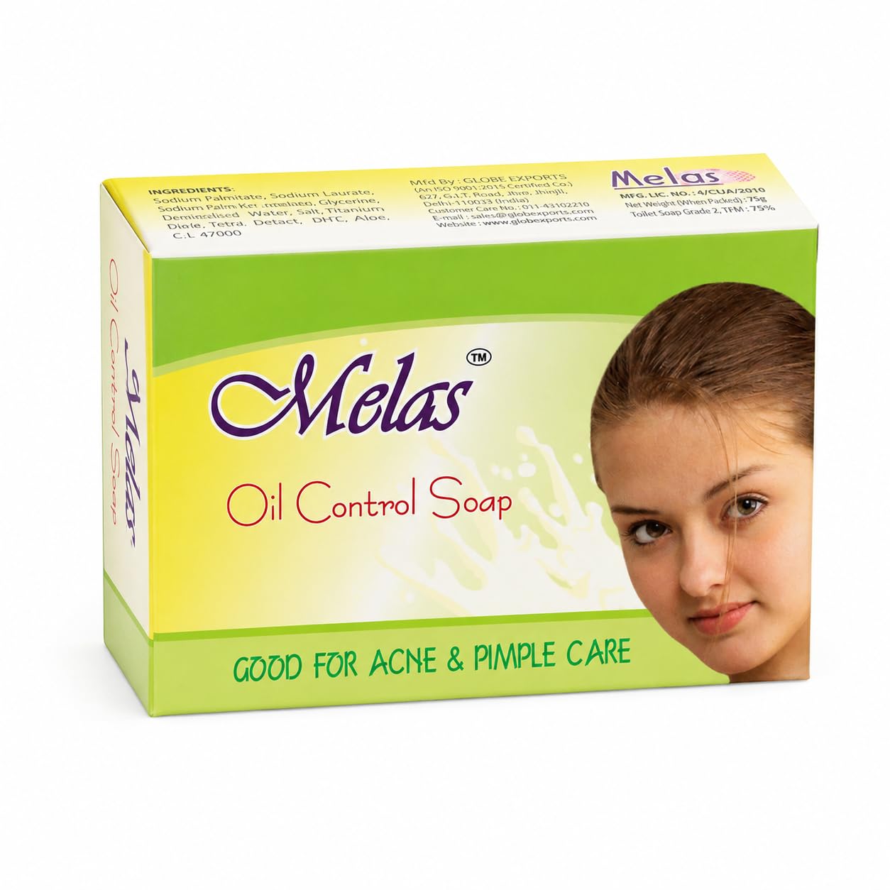 Melas Oil Control Soap Pack of 6 | 75gm Each | Face & Body Soap for Oily Skin, Controls Excess Oil & Acne, Deep Cleansing, Refreshing & Skin Bright