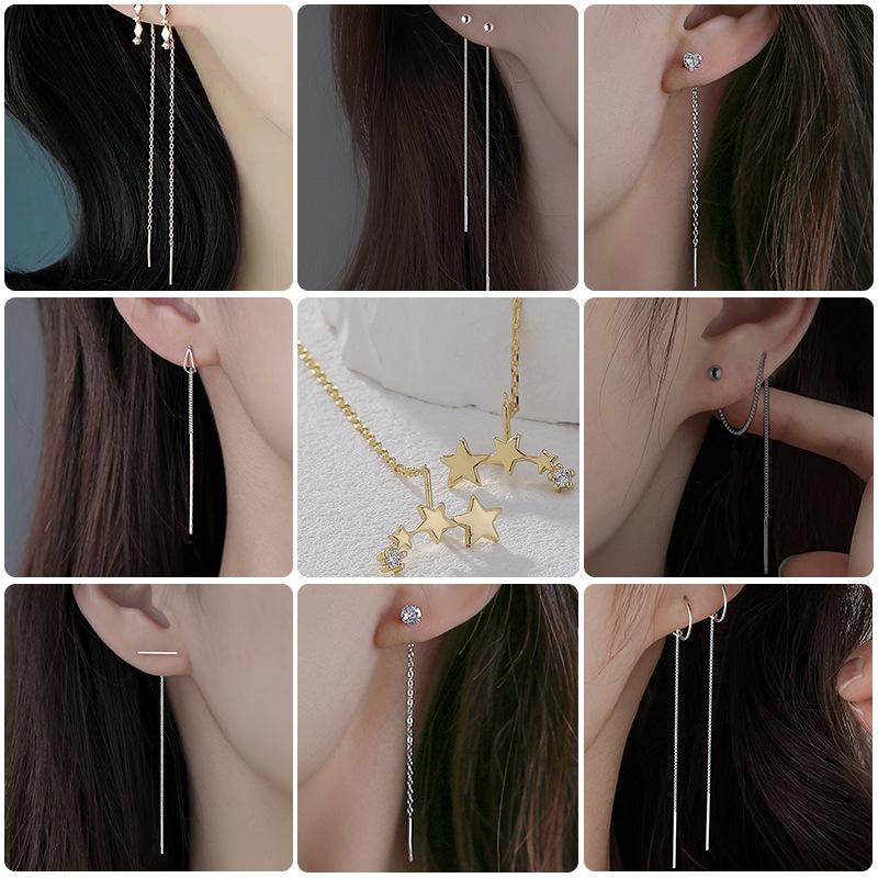 Chic Round Bead Threader Earrings: Trendy, High-End, Sweet & Fresh Style with Long Tassels.