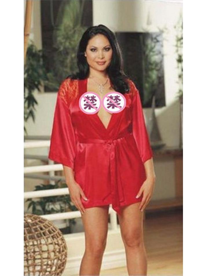 

Большой размер Черный кружевной прозрачный халат-пеньюар с розой для женщин - Сексуальный европейский и американский стиль XXL красный